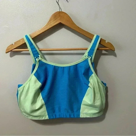 Glamorise Custom Control Wire-free Sports Bra - Blue/Green 42DD - Picture 3 of 6